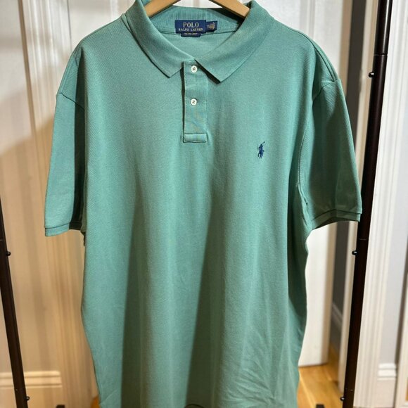 Polo Ralph Lauren Slim Fit Mesh Polo Shirt - Faded Mint - Picture 1 of 6